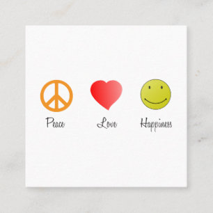 Symbole für Frieden Liebe Glück Quadratische Visitenkarte