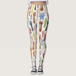 Symbole für hochgehobene Hände - nahtloses Muster Leggings