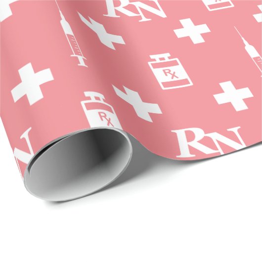 Symbole für Krankenpfleger Geschenkpapier (Rolleneckpunkt)