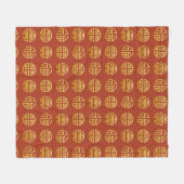 Symbole für Lu Shou: Glück, Wohlstand, Langlebigke Fleecedecke (Vorderseite (Horizontal))