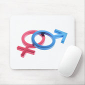 Symbole für männliche und blaue männliche Metalle Mousepad (Mit Mouse)