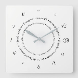 Symbole für mathematische Konstanten Quadratische Wanduhr