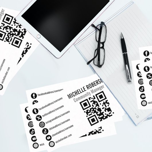 Symbole für soziale Medien - QR-Logo oder Foto Visitenkarte