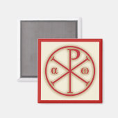 Symbole Jesu Christi: Chi-Rho, Alpha und Omega Magnet (Vorderseite/Rückseite)
