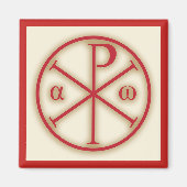 Symbole Jesu Christi: Chi-Rho, Alpha und Omega Magnet (Vorne)