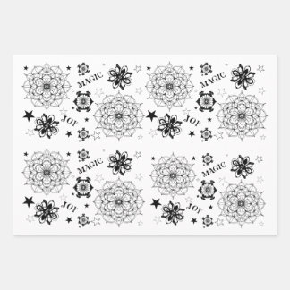 Symbole Schwarz Weiß Gelli-Platte Collage und mehr Geschenkpapier Set