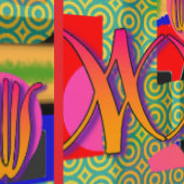 Symbole und Flora Tapete (Naht)