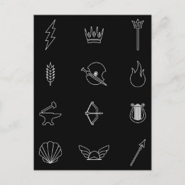 Symbole von 12 Göttern und Göttinnen der griechisc Postkarte