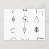 Symbole von 12 Göttern und Göttinnen der griechisc Postkarte (Rückseite)