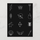 Symbole von 12 Göttern und Göttinnen der griechisc Postkarte (Vorderseite)