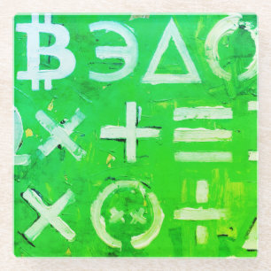 Symbole von Bitcoin (Bright Profit Green - 5) Glasuntersetzer