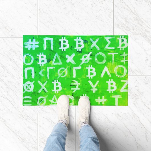 Symbole von Bitcoin (Heller Gewinn Grün - 1) Fußmatte (Indoor)