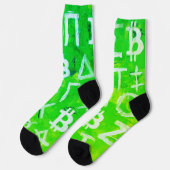 Symbole von Bitcoin (Heller Gewinn Grün - 1) Socken (Linkes Detail)