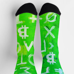 Symbole von Bitcoin (Heller Gewinn Grün - 1) Socken