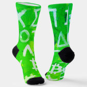 Symbole von Bitcoin (Heller Gewinn Grün - 1) Socken (Gewinkelt)