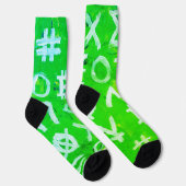 Symbole von Bitcoin (Heller Gewinn Grün - 1) Socken (Rechts)