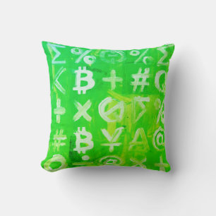 Symbole von Bitcoin (heller Gewinn Grün - 2) Kissen