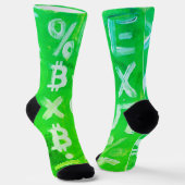Symbole von Bitcoin (heller Gewinn Grün - 2) Socken (Gewinkelt)