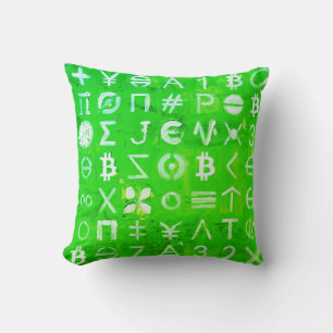 Symbole von Bitcoin (Heller Gewinn Grün - 4) Kissen
