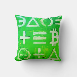 Symbole von Bitcoin (Heller Gewinn Grün - 5) Kissen