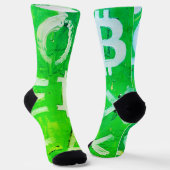 Symbole von Bitcoin (Heller Gewinn Grün - 5) Socken (Gewinkelt)
