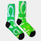 Symbole von Bitcoin (Heller Gewinn Grün - 5) Socken (Rechts)