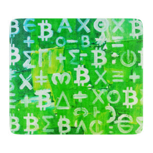 Symbole von Bitcoin (Heller Gewinn Grün - 6) Schneidebrett