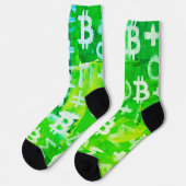 Symbole von Bitcoin (Heller Gewinn Grün - 6) Socken (Linkes Detail)