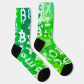 Symbole von Bitcoin (Heller Gewinn Grün - 6) Socken (Rechts)