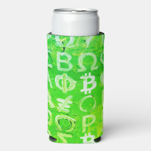 Symbole von Bitcoin (Heller Gewinn Grün - 7) Selters Dosenkühler