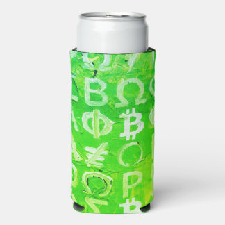 Symbole von Bitcoin (Heller Gewinn Grün - 7) Selters Dosenkühler