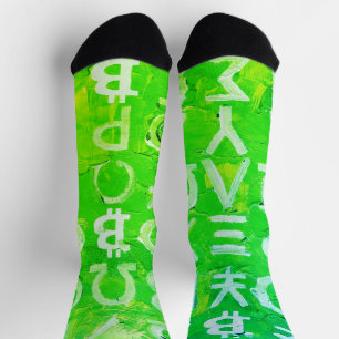 Symbole von Bitcoin (Heller Gewinn Grün - 7) Socken