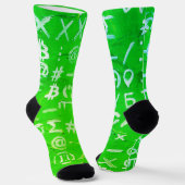 Symbole von Bitcoin (Heller Gewinn Grün - 8) Socken (Gewinkelt)