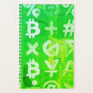 Symbole von Bitcoin (Heller Profit Grün - 2) Planer