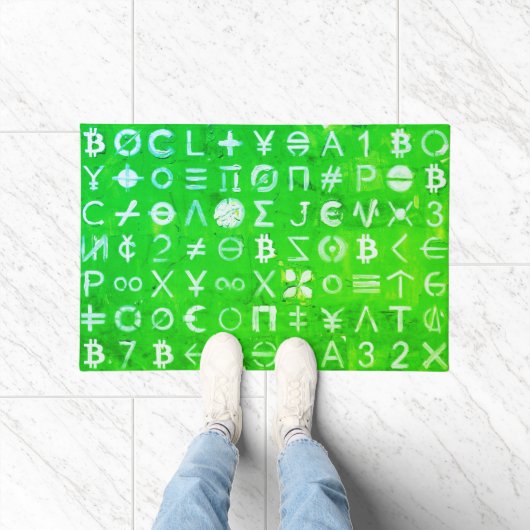 Symbole von Bitcoin (Heller Profit Grün - 4) Fußmatte (Indoor)