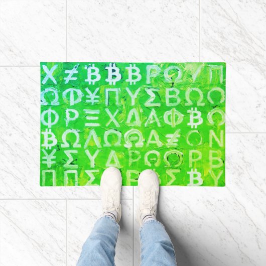 Symbole von Bitcoin (Heller Profit Grün - 7) Fußmatte (Indoor)
