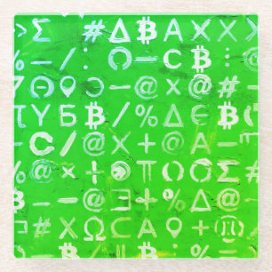 Symbole von Bitcoin (Heller Profit Grün - 8) Glasuntersetzer