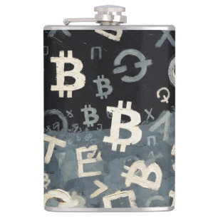 Symbole von Bitcoin (Stil: 10) Flachmann