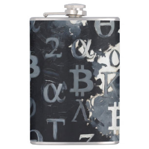 Symbole von Bitcoin (Stil: 11) Flachmann