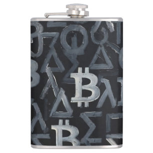 Symbole von Bitcoin (Stil: 12) Flachmann