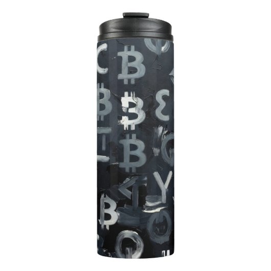 Symbole von Bitcoin (Stil: 7) Thermosbecher (Vorderseite)