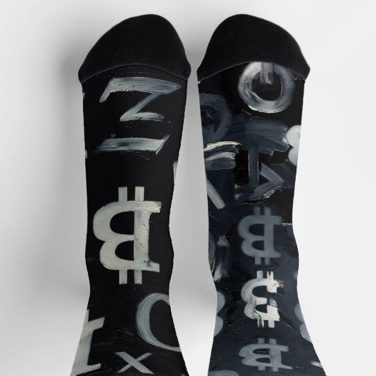 Symbole von Bitcoin (Stil: C) Socken (Oben)