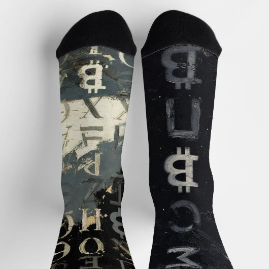 Symbole von Bitcoin (Stil: E) Socken (Oben)