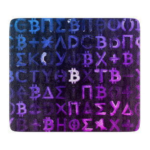 Symbole von Bitcoin (Stil: Miami Lila - 9) Schneidebrett