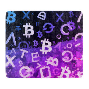 Symbole von Bitcoin (Stil: Miami Purple - 10) Schneidebrett