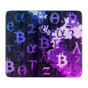 Symbole von Bitcoin (Stil: Miami Purple - 11) Schneidebrett
