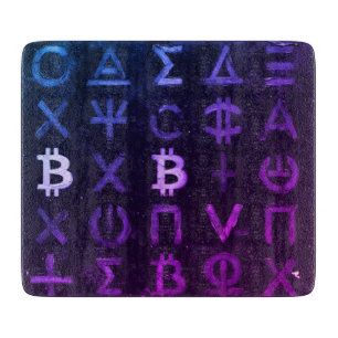 Symbole von Bitcoin (Stil: Miami Purple - 13) Schneidebrett