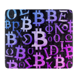 Symbole von Bitcoin (Stil: Miami Purple - 1) Schneidebrett