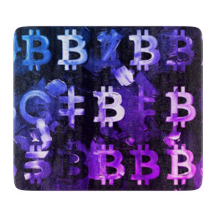 Symbole von Bitcoin (Stil: Miami Purple - 2) Schneidebrett