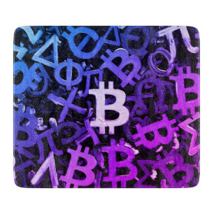 Symbole von Bitcoin (Stil: Miami Purple - 3) Schneidebrett